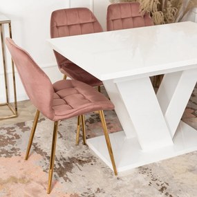 Rozkladací jedálenský stôl CLARK – biely lesk, 120–160 cm