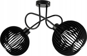 BERGE LED stropné svietidlo 2XE27, drevené, čierne