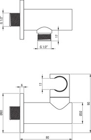 Deante Cascada, okrúhle uhlové pripojenie s nastaviteľným uhlom sklonu, chrómová, NAC_057K