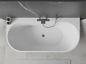 Mexen Oval+, voľne stojaca vaňa ku stene 170 x 80 cm, biela lesklá, brúsený grafit prepad, 52681708000-66