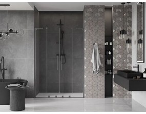 Mexen Velar L Duo, posuvné sprchové dvere do otvoru 160 cm, 8mm číre sklo, grafit brúsený, 871-160-003-02-66