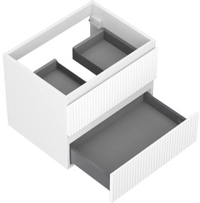 Mexen Rivel, kúpeľňová skrinka 60 cm, 2 zásuvky, drážkovaná, biela matná, 91A20-06047-2-BFF01