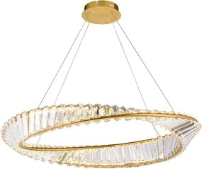 Krištáľový závesný LED luster APP1201-CP 50 cm zlatý/neutrálna biela