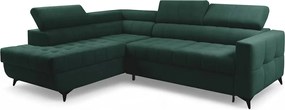 Rohová sedačka Nardo L s rozkladom ľavostranná - zelený zamat Bluvel 78