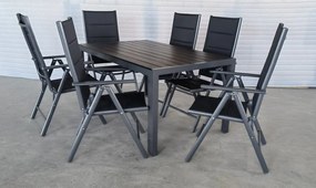 Home Garden Záhradný set Ibiza so 6 stoličkami a stolom 150 cm, antracit/čierny