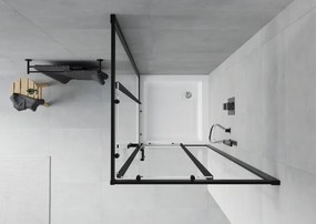 Mexen Rio, štvorcový sprchový kút 80 x 80 cm, 6mm číre sklo, čierny profil + biela sprchová vanička RIO, 860-080-080-70-00-4510