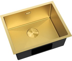 Mexen Trixo, 1-komorový nerezový drez 540 x 440 mm, brúsená zlatá, vzor voština, 6414541000-55HC