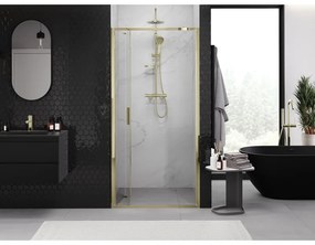 Mexen Exo, skladacie sprchové dvere 75 cm, číre sklo, zlatá, 816-075-000-50-00
