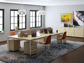 Kancelársky set pre 4 osoby Houseland Profit Max 02 3216 dub/biela