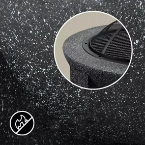 Prenosné ohnisko s roštom 79,5x38 cm, čierna/tmavá žula