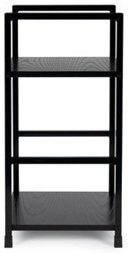 Moderná drevená knižnica, nočný stolík s 2 policami, LOFT black