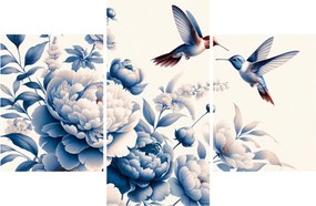 Obraz - Kolibríky nad kvetinou (90x60 cm)
