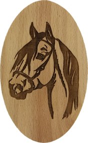 AMADEA Drevená krabička oválna kôň, masívne drevo, 10 cm, český výrobok