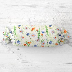 Biante Vankúš valec bonbon Sandra SA-601 Margaréty a zvončeky na bielom 15x100 cm