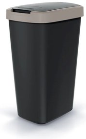 Odpadkový kôš s farebným vekom, 45 l, hnedá / čierna