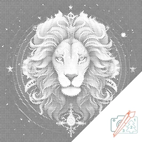 Gario Bodkovanie Lev/Leo Rozmery: 50 x 50 cm, Rámovanie: Iba zrolované plátno, Farba bodiek: Čierna
