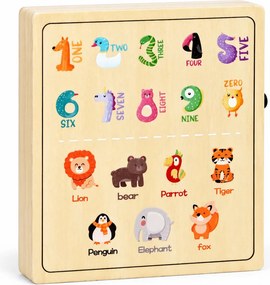 ECOTOYS Dřevěná interaktivní manipulační tabule s LED světly od 3 let