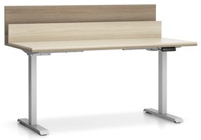PLAN Výškovo nastaviteľný stôl SINGLE LAYERS, 160x80 cm, 2 motory, s prepážkami, dub prírodný/dub morený