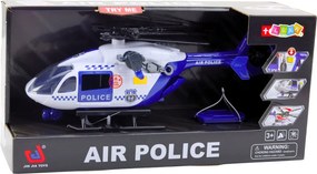 LEAN Toys Policajný vrtuľník – hák, nosidlá, svetlá, zvuky, mierka 1:12