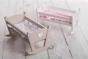 Drevená kolíska pre bábiky s dekoráciou  biela