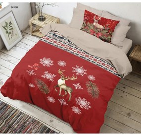 Kvalitex Bavlnené obliečky Vianočný jeleň 3D, 140 x 200 cm, 70 x 90 cm