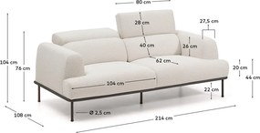 Béžová ženilková polohovacia pohovka 214 cm Aurum – Kave Home