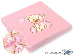 My Sweet Baby Polárna fleecová deka pre bábätká - Medveď s mašľou ružová