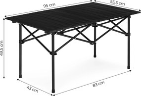 Turistický skladací stôl 95x55 cm kempingový stôl s taškou čierny MultiGarden
