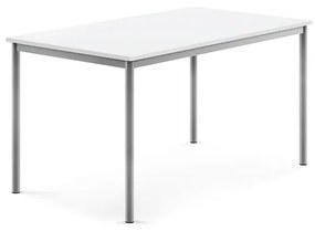 Stôl SONITUS, 1400x800x720 mm, HPL - biela, strieborná