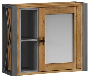 furniture-nabytek.cz - Masívna kúpeľňová zostava Detroit II z recyklovanej borovice a kovu, hnedá, lakovaná