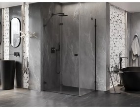 Mexen Lunar-F, 1-krídlový sprchový kút so skladacími dverami, ľavý, 95 x 70 cm, 8mm číre sklo, čierny profil, 836-095-070-70-00-L