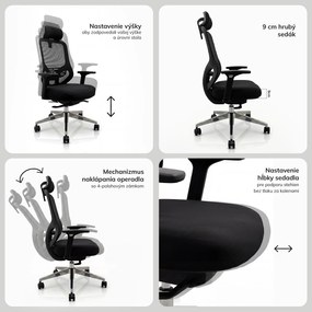 Ergonomická kancelárska stolička so sieťovinou čierna AXIS