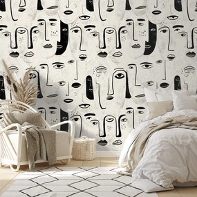 Samolepiaca tapeta abstraktné čiernobiele tváre