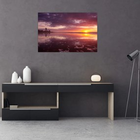 Obraz - Pláž pri západe slnka (90x60 cm)