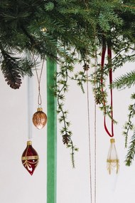 Bella Rose Sklenená vianočná ozdoba Oliva Burgundy Lesk