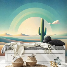 Tapeta pastelová púšť s kaktusom
