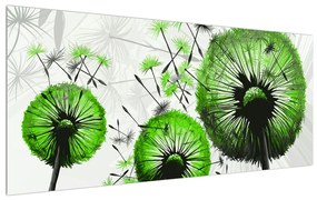 Obraz páperia zelených púpav (120x50 cm)