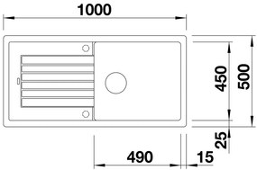 Blanco Zia XL 6 S, silgranitový drez 1000x500x190 mm, 1-komorový, antracitová, BLA-517568