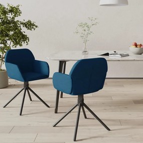 Otočné jedálenské stoličky 2 ks modré zamatové