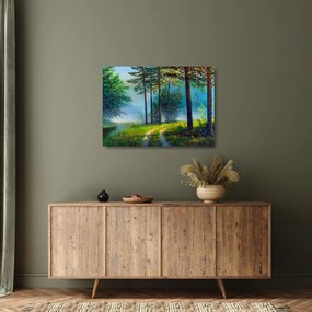 Sklenený obraz - Olejomaľba krajiny (70x50 cm)