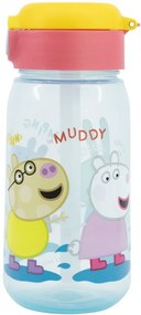 Plastová fľaša na pitie so slamkou a viečkom Prasiatko Peppa - 510 ml