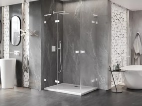 Mexen Lunar, L Duo výklopný sprchový kút 115 x 85 cm, 8mm číre sklo, biely profil, 834L-115L-085P-20-00