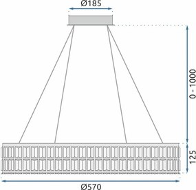 Toolight Toolight, LED stropné svietidlo 60cm APP1568-CP, zlatá, OSW-06979