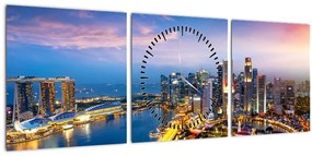 Obraz - Singapur, Ázia (s hodinami) (90x30 cm)