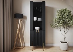 Vitrína Malmi 60 cm - čierny mat / zlatá