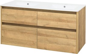 Mereo, Mereo Opto, kúpeľňová skrinka s keramickým umývadlom 121 cm, dub Riviera, MER-CN923