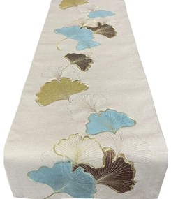 Béžová dekoračná štóla s motívom Ginkgo lístia