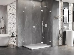 Mexen Lunar-F, 1-krídlový sprchový kút so skladacími dverami, pravý, 100 x 70 cm, 8mm číre sklo, biely profil, 836-100-070-20-00-P