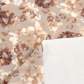 Biante Zamatový oválny obrus Tamara TMR-042 Hnedé kvety na sivobéžovom 130x200 cm