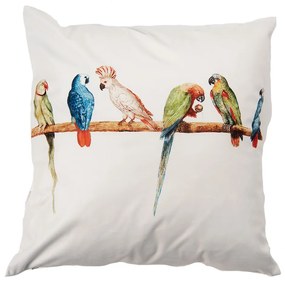 Biela obliečka na vankúš s papagájmi na tyči - 45*45 cm